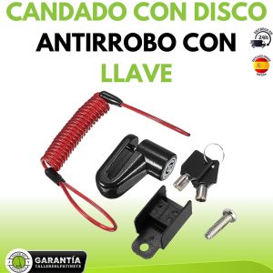 CANDADO CON DISCO ANTIRROBO CON LLAVE