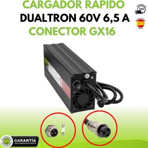 Cargador Rápido para Dualtron Minimotors 60V (salida 66,4v) 6,5A conector GX16