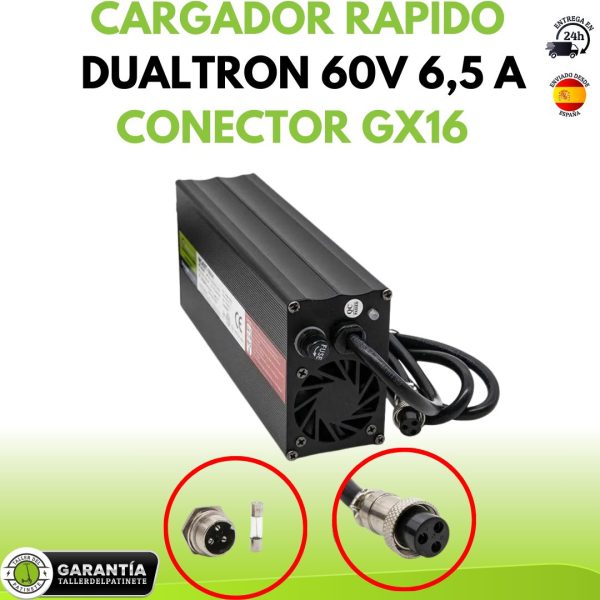 Cargador Rápido para Dualtron Minimotors 60V (salida 66,4v) 6,5A conector GX16