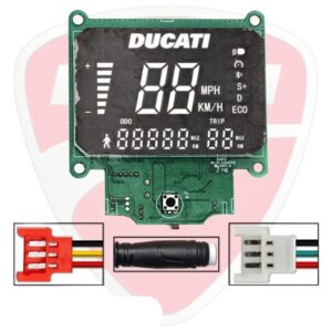 ENVÍO GRATIS en 24-48 horas para pedidos superiores a 50 euros (Península) Display compatible con patinete eléctrico Jeep Adventure. Repuesto original que muestra velocidad, batería y modos de conducción con total precisión. Contáctanos vía WhatsApp para más información. ¿Tienes alguna pregunta? ¡No dudes en contactarnos por WhatsApp! Display original para patinete eléctrico Ducati Pro-II Evo