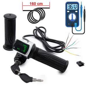 Acelerador de puño 36V con indicador de batería y llave para patinete eléctrico