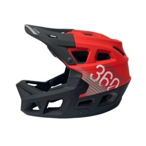 Casco INTEGRA Sport rojo y negro con mentonera fija, ventilación avanzada y cierre magnético