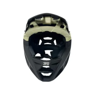 Casco INTEGRA Sport verde militar con mentonera fija, ventilación avanzada y diseño táctico